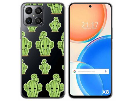 Funda para Huawei Honor X8 TUMUNDOSMARTPHONE Dibujos Transparente Cactus Multicolor