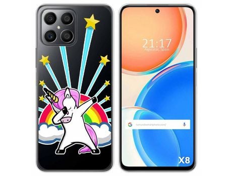 Funda para Huawei Honor X8 TUMUNDOSMARTPHONE Dibujos Transparente Unicornio Multicolor