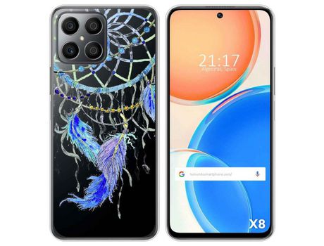 Funda para Huawei Honor X8 TUMUNDOSMARTPHONE Dibujos Transparente Plumas Multicolor