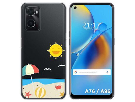 Funda para Oppo A76 / A96 TUMUNDOSMARTPHONE Dibujos Transparente Playa Multicolor
