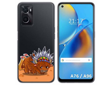 Funda para Oppo A76 / A96 TUMUNDOSMARTPHONE Dibujos Transparente Bufalo Multicolor