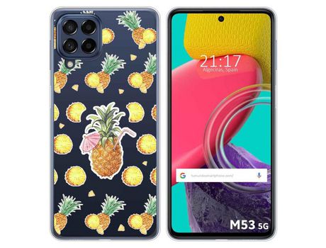 Funda para Samsung Galaxy M53 5G TUMUNDOSMARTPHONE Dibujos Transparente Piña Multicolor