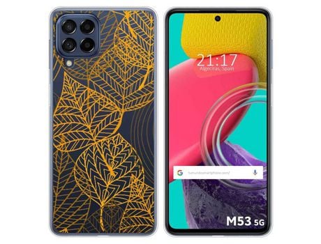 Funda para Samsung Galaxy M53 5G TUMUNDOSMARTPHONE Dibujos Transparente Hojas Multicolor