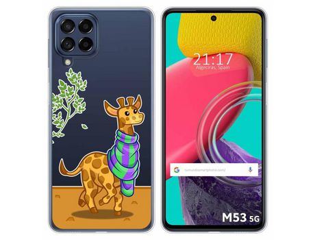 Funda para Samsung Galaxy M53 5G TUMUNDOSMARTPHONE Dibujos Transparente Jirafa Multicolor