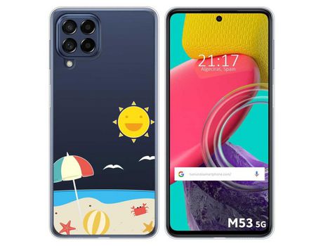 Funda para Samsung Galaxy M53 5G TUMUNDOSMARTPHONE Dibujos Transparente Playa Multicolor