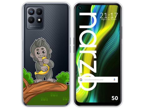 Funda para Realme Narzo 50 TUMUNDOSMARTPHONE Dibujos Transparente Mono Multicolor