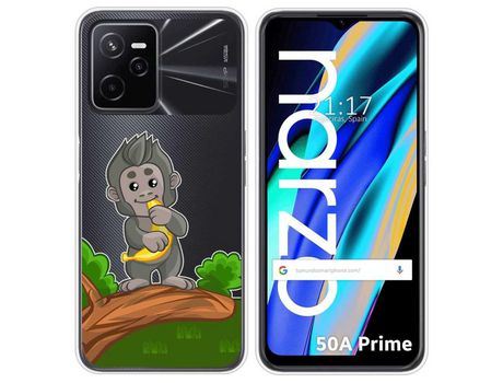 Funda para Realme Narzo 50A Prime TUMUNDOSMARTPHONE Dibujos Transparente Mono Multicolor
