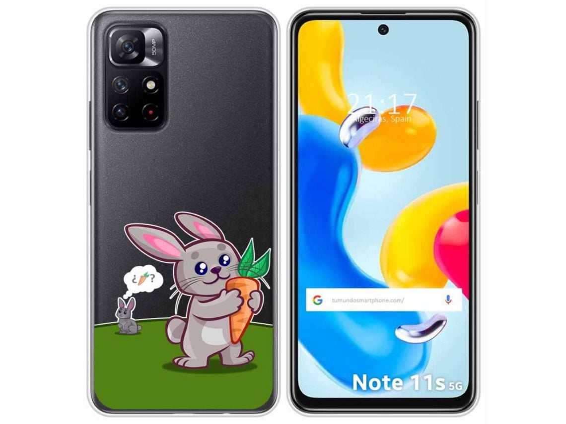 Funda para Xiaomi Redmi Note 11s 5G TUMUNDOSMARTPHONE Dibujos Transparente  Conejo Multicolor