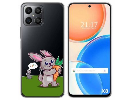 Funda para Huawei Honor X8 TUMUNDOSMARTPHONE Dibujos Transparente Conejo Multicolor