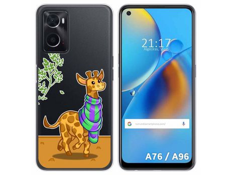 Funda para Oppo A76 / A96 TUMUNDOSMARTPHONE Dibujos Transparente Jirafa Multicolor
