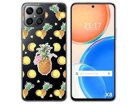 Funda para Huawei Honor X8 TUMUNDOSMARTPHONE Dibujos Transparente Piña Multicolor