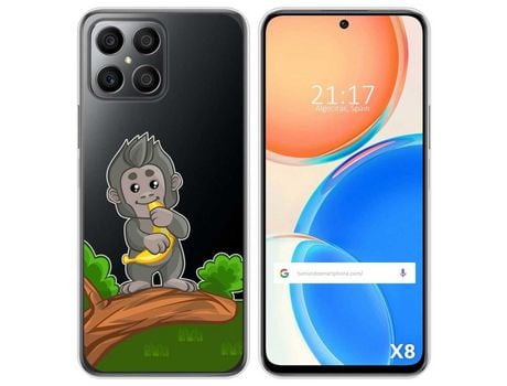 Funda para Huawei Honor X8 TUMUNDOSMARTPHONE Dibujos Transparente Mono Multicolor