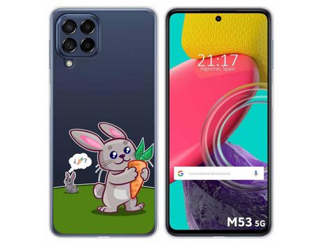 Funda para Samsung Galaxy M53 5G TUMUNDOSMARTPHONE Dibujos Transparente Conejo Multicolor