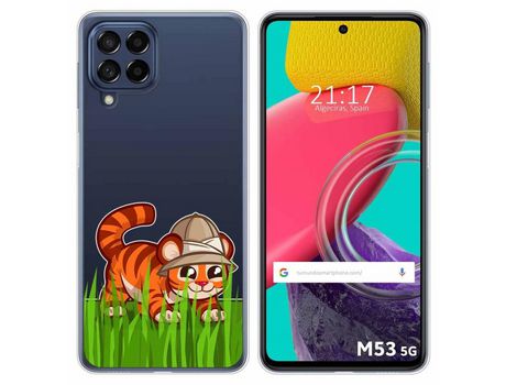 Funda para Samsung Galaxy M53 5G TUMUNDOSMARTPHONE Dibujos Transparente Tigre Multicolor