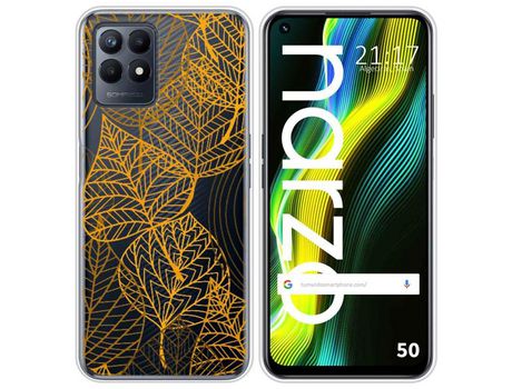 Funda para Realme Narzo 50 TUMUNDOSMARTPHONE Dibujos Transparente Hojas Multicolor