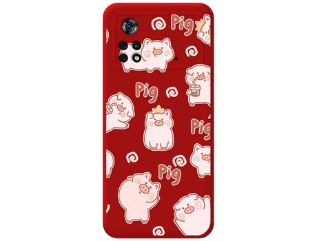 Funda para Xiaomi POCO X4 Pro 5G TUMUNDOSMARTPHONE Silicona Líquida Dibujos Cerdos Rojo