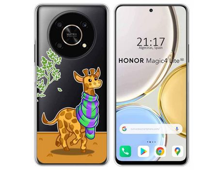 Funda para Huawei Honor Magic 4 Lite TUMUNDOSMARTPHONE Dibujos Transparente Jirafa Multicolor