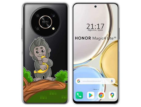 Funda para Huawei Honor Magic 4 Lite TUMUNDOSMARTPHONE Dibujos Transparente Mono Multicolor