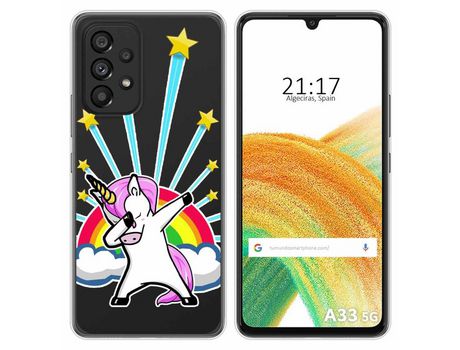Funda para Samsung Galaxy A33 5G TUMUNDOSMARTPHONE Dibujos Transparente Unicornio Multicolor