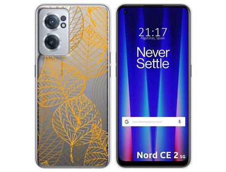 Funda para Oneplus Nord CE 2 5G TUMUNDOSMARTPHONE Dibujos Transparente Hojas Multicolor