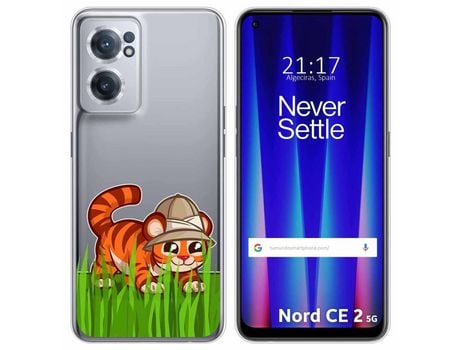 Funda para Oneplus Nord CE 2 5G TUMUNDOSMARTPHONE Dibujos Transparente Tigre Multicolor