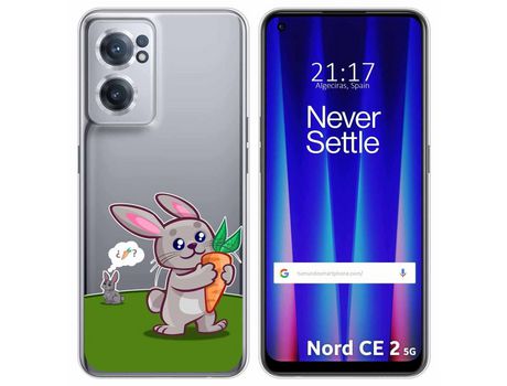 Funda para Oneplus Nord CE 2 5G TUMUNDOSMARTPHONE Dibujos Transparente Conejo Multicolor