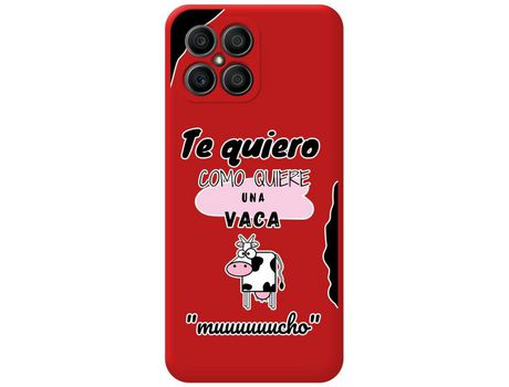 Funda para Huawei Honor X8 TUMUNDOSMARTPHONE Silicona Líquida Dibujos Vaca Rojo