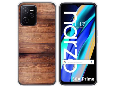 Funda para Realme Narzo 50A Prime TUMUNDOSMARTPHONE Dibujos Madera 02 Multicolor