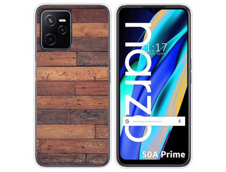 Funda para Realme Narzo 50A Prime TUMUNDOSMARTPHONE Dibujos Madera 03 Multicolor