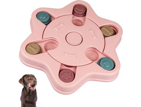 Juguete oculto de comida para perros en forma de disco hexagonal rosa COZEVDNT
