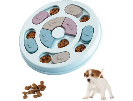 Juguete oculto de comida para perros en forma de disco redondo azul COZEVDNT
