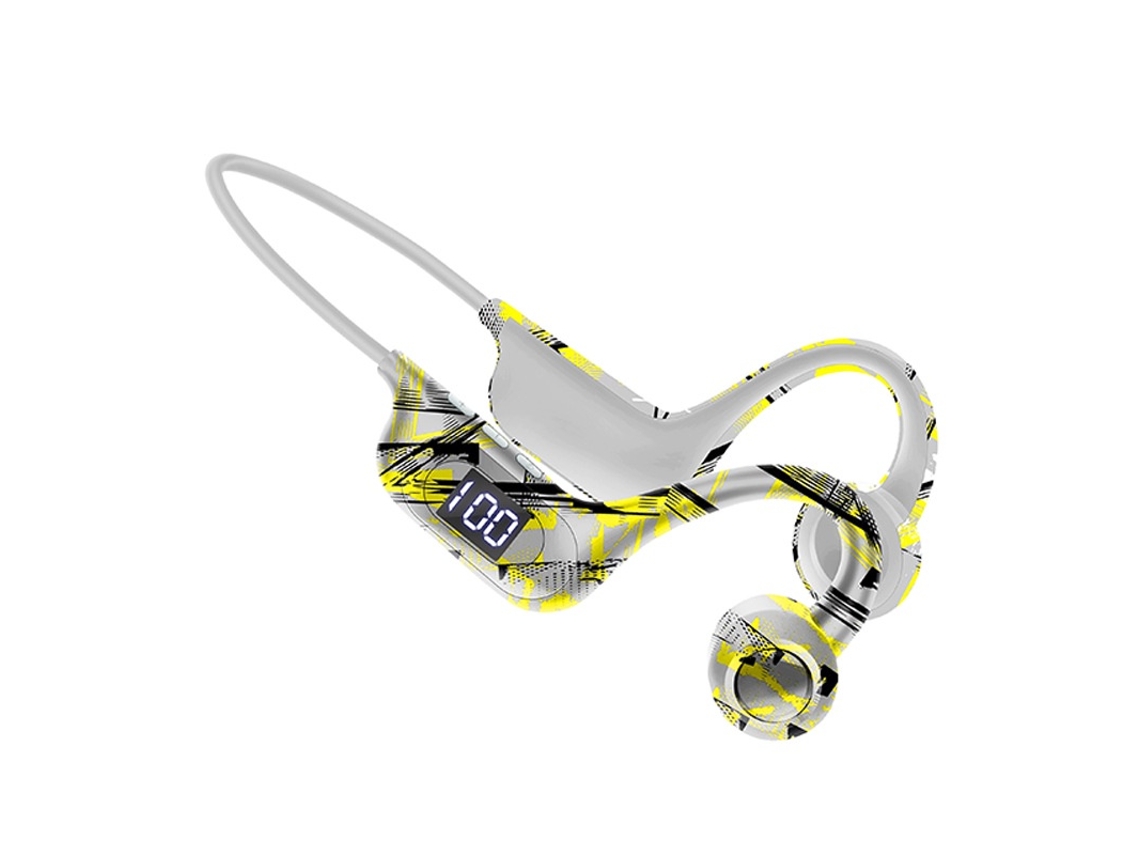 Auriculares de conducción ósea, auriculares inalámbricos Bluetooth 5.3 abiertos, auriculares estéreo HiFi inalámbricos con pantalla LED
