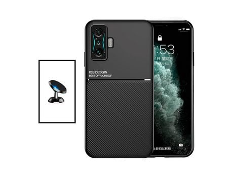 Kit Funda 3x1 360° Impact Protection + 1 GripHolder + 1 Soporte GripHolder Negro para Realme C25Y - Transparente/Negro