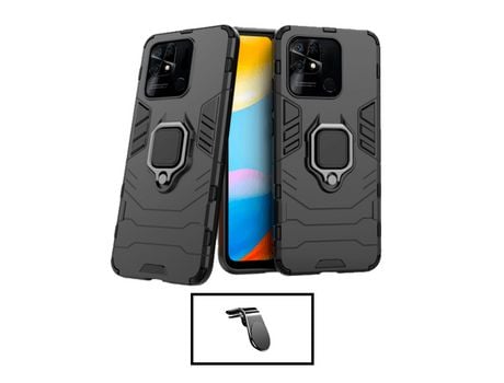 Kit Soporte de Coche Magnético L + Funda de Protección Militar Magnética para Xiaomi Poco C40 - Negro