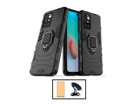Kit Cristal Templado CeramicGlass Full Cover + Carcasa 3X1 Military Defender + Soporte Magnético de Auto para Xiaomi Redmi 10 Prime 2022 GIFT4ME Ne...