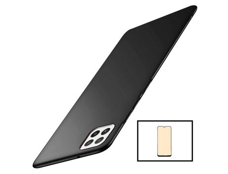 Kit Cristal Templado CeramicGlass Full Cover + Carcasa SlimShield para Samsung Galaxy A22 5G GIFT4ME Negro