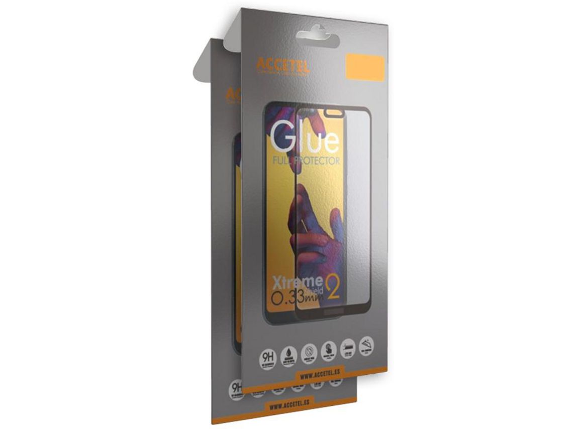 Accetel Felic Felic Pack para Samsung Galaxy M21 de vidrio templado marco negro completo (2 unidades)