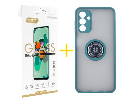 Pack Carcasa + Protector de Pantalla Cristal Templado para Samsung Galaxy A02S ACCETEL Verde