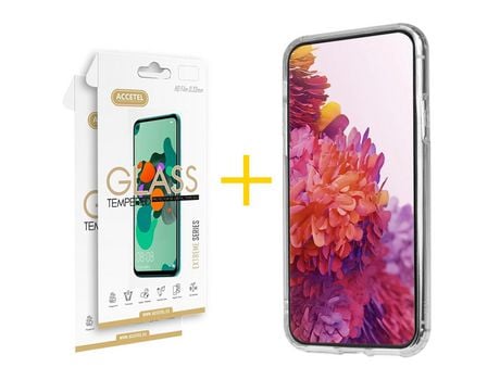 Pack 2 X Protector de Vidrio Templado 2.5D + Funda ACCETEL para Huawei Y6 2019 Gel Reforzado Transparente Clear