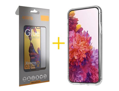 Pack 1 X Protector de Vidrio Templado Full + Funda ACCETEL para Huawei Y6 2019 Gel Reforzado Transparente Clear