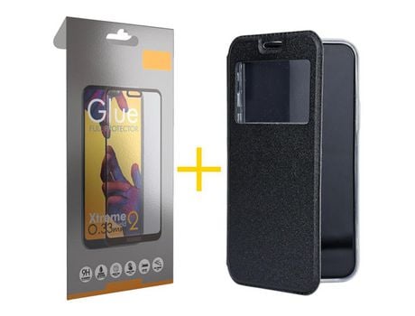 Pack 1 Película Full + Funda SKYHE por Samsung Galaxy A53 5G Flip Cover Gandy Negro