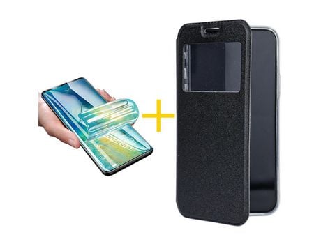 Pack 1 Película + Funda SKYHE para Apple iPhone 13 Mini Flip Cover Gandy Negro