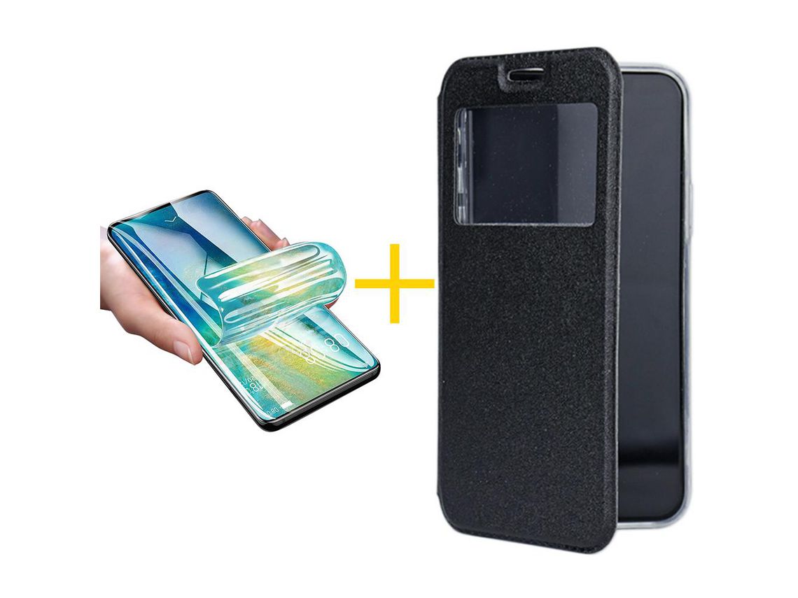 Pack 1 Película + Funda SKYHE para Samsung Galaxy Redmi Note 11 Pro Flip Cover Gandy Negro