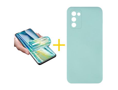 Pack Carcasa + Protector de Pantalla Hidrogel para Samsung Galaxy A03S ACCETEL Verde Agua