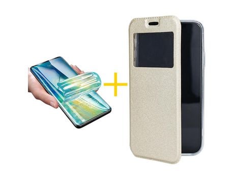 Pack 1 Película + Funda SKYHE para Apple iPhone 13 Mini Flip Cover Gandy Oro