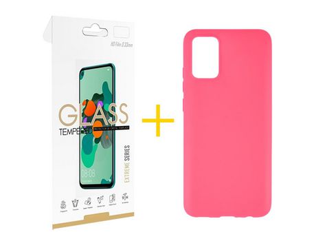 Pack Carcasa + Protector de Pantalla Cristal Templado para Samsung Galaxy A03S SKYHE Rosa