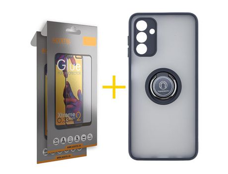 Pack Carcasa + 2 Protectores de Pantalla Cristal Templado para Samsung Galaxy A03S ACCETEL Negro