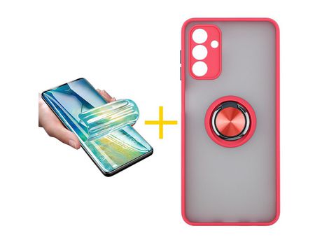 Pack Carcasa + Protector de Pantalla Hidrogel para Samsung Galaxy A03S SKYHE Rojo