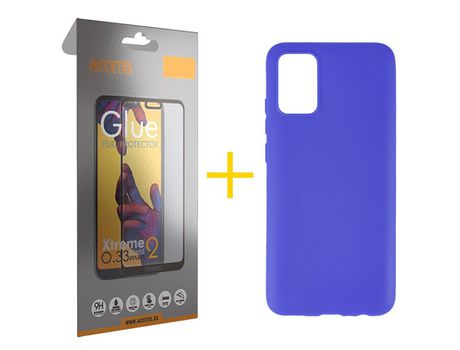 Pack Carcasa + Protector de Pantalla Cristal Templado para Samsung Galaxy A03S ACCETEL Azul
