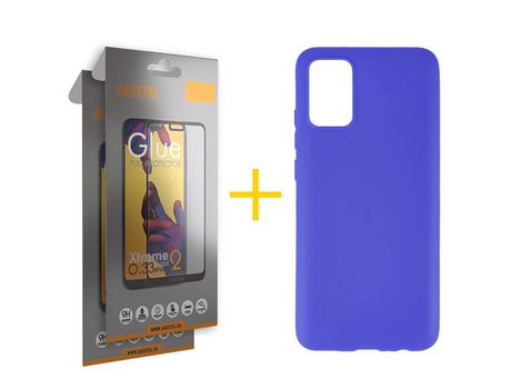 Pack Carcasa + 2 Protectores de Pantalla Cristal Templado para Samsung Galaxy A03S ACCETEL Azul